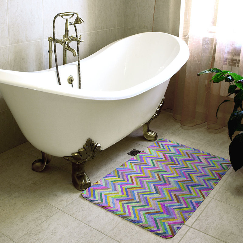 Tapis de bain rectangulaire à chevron antidérapant herringbone, l 21 po x L 34 po, Mauve