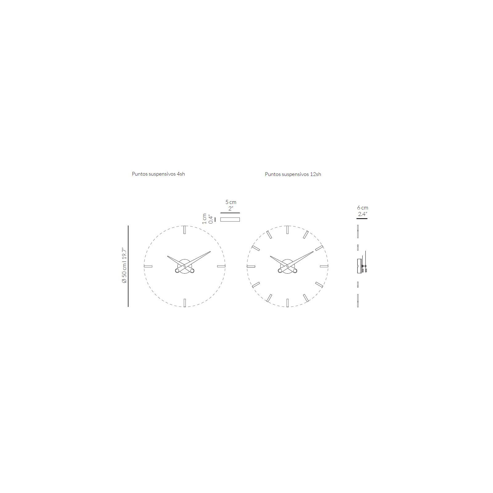 Puntos Suspensivos 19.68'' Metal Wall Clock, Black
