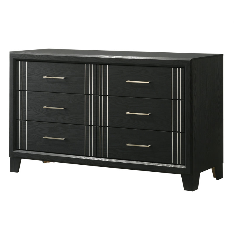 Commode contemporaine à six tiroirs, Gris anthracite