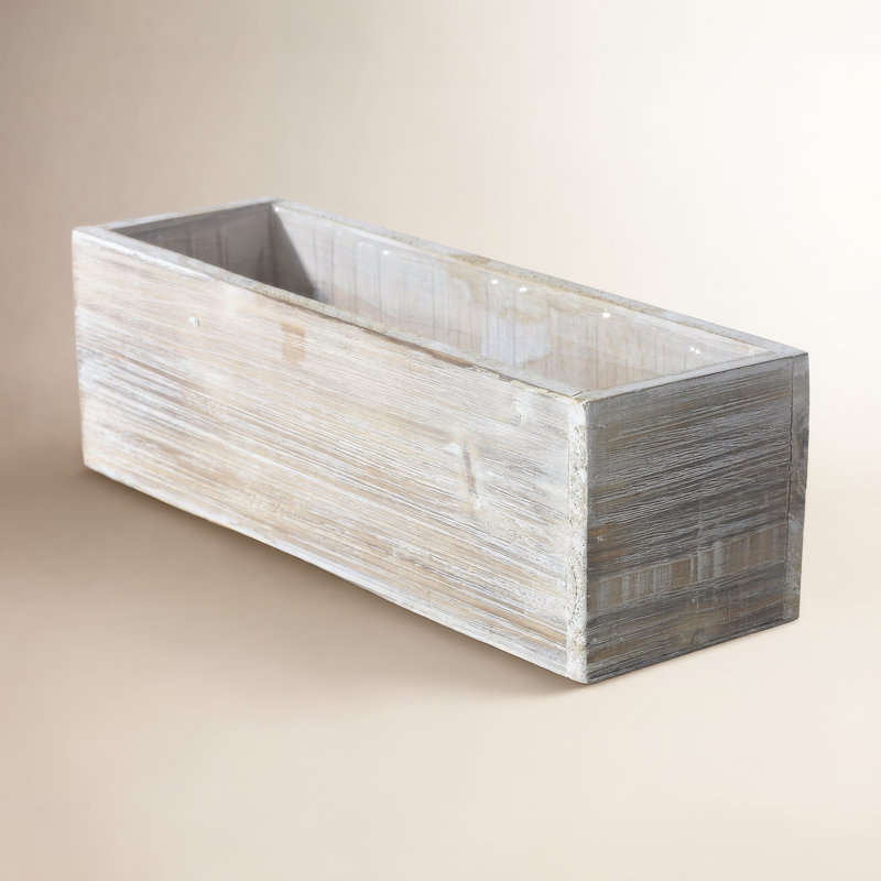 Tariah Handmade Wood Planter Box, 4" H x 12" W x 4" D, White