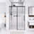 48" W × 72" H Frameless Single Sliding Shower Door,5Mm Fixed Glass And 6Mm Sliding Glass  , Clear Tempered Glass, Stainless Steel Handle,Matte Black-123766815