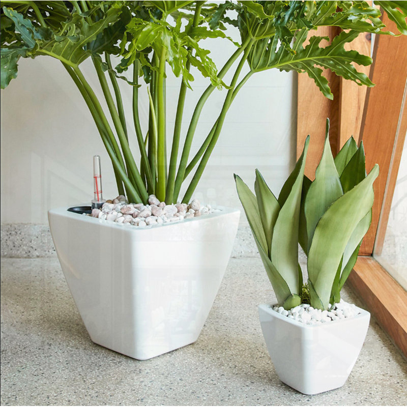 Ensemble de 2 pots à fleurs avec réservoir, Blanc