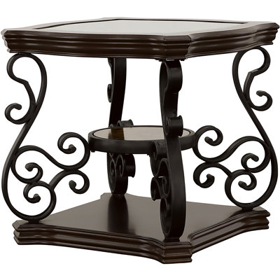 2 tablettes, table de bout avec plateau en verre, abat-jour, meubles, zone de présentation, pieds en métal, styles de meubles, espace pour les essentiels, élégant