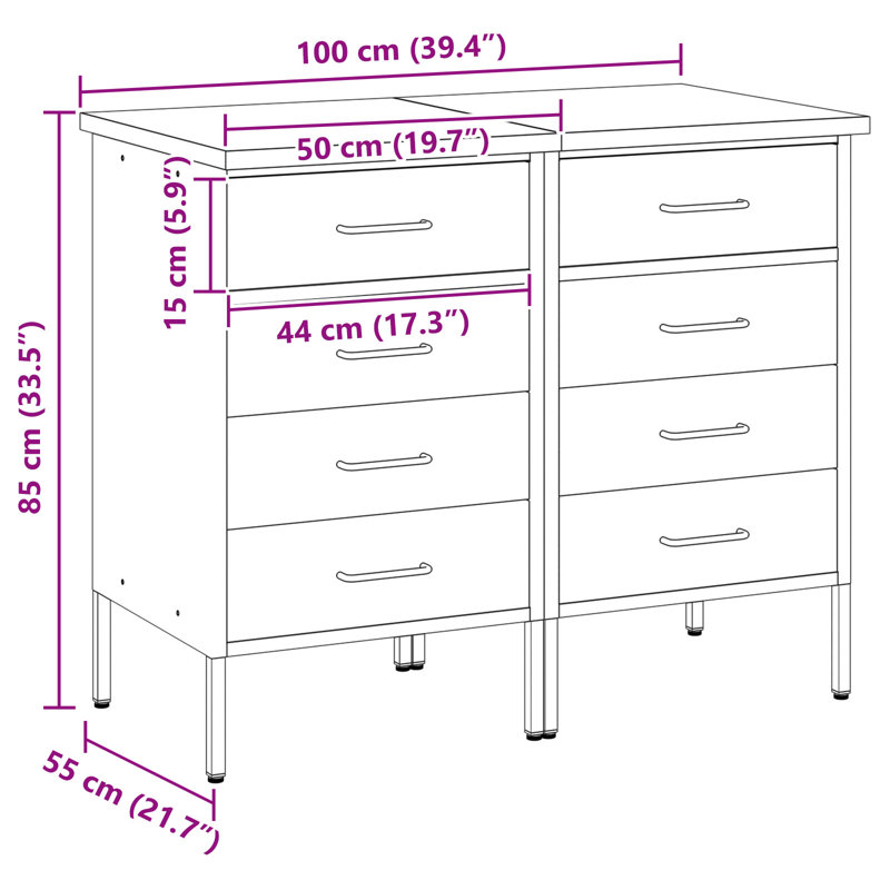 Work Cabinet with Drawer, Black