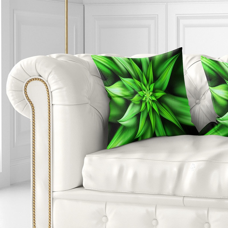 Pétales de fleurs vertes exotiques - coussin à imprimé floral, 18 po x 18 po, Coussin décoratif