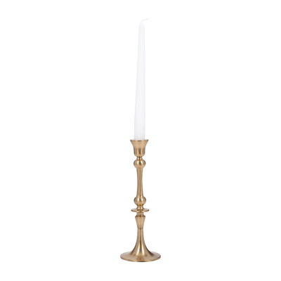 Porte-bougie conique en métal et aluminium Modern Glam avec silhouette élégante et détails sculptés pour un décor décoratif