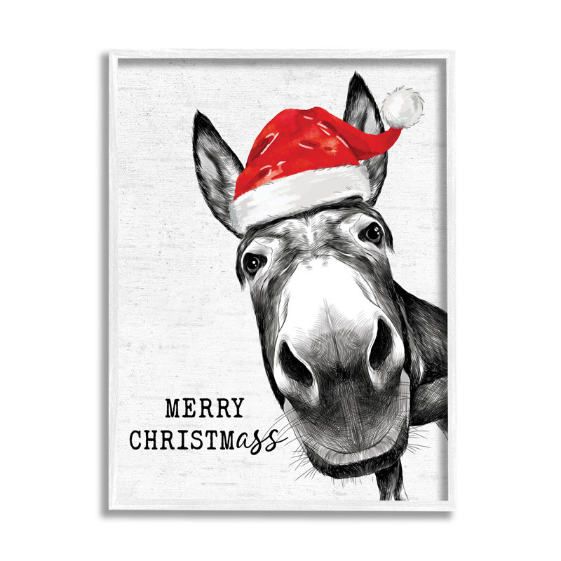 «Merry Christmass Funny Donkey» par Lettered and Lined - Impression sur bois, H 20 po x l 16 po x P 1,5 po