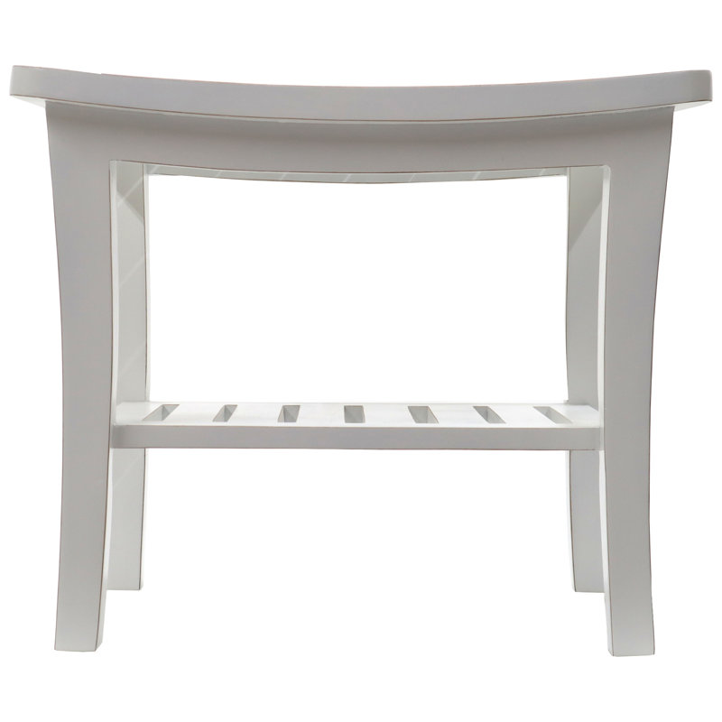 Banc de douche en teck Campbelltown, H 17 po x l 20 po x P 13,5 po, Naturel
