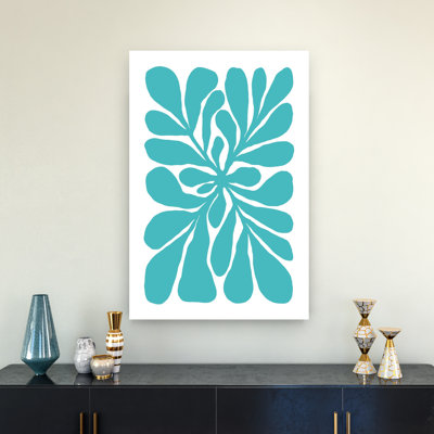 Reproduction d'art mural plante abstraite contemporaine bleu sarcelle biologique