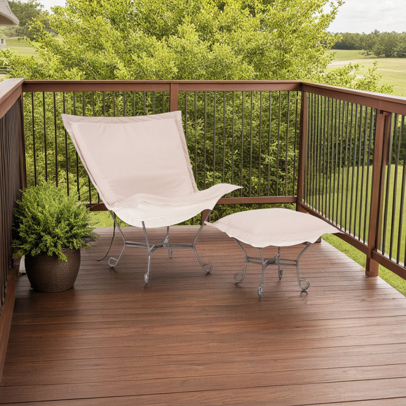 Chaise de patio avec coussins Misayo, Charbon paysage marin