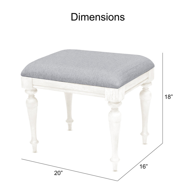 Solid + Manufactured Wood Accent Stool, Rustic Ivory, Light Gray