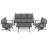 4-Piece Outdoor Metal Patio Conversation Set With Cushions-179149022