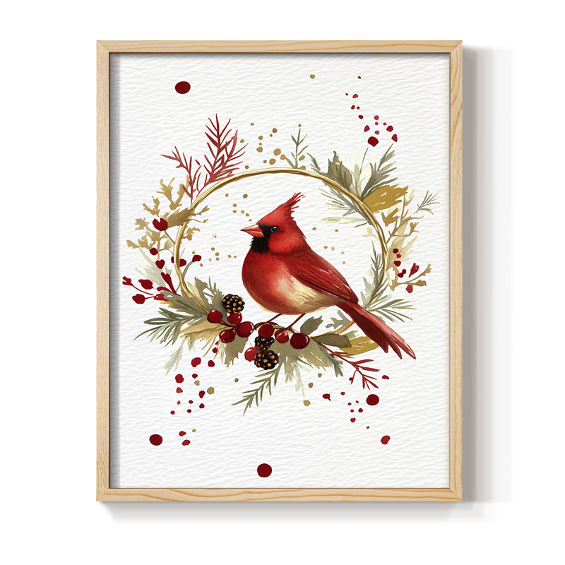 «Christmas Holiday Art», reproduction d'art encadrée - Bois massif, H 11 po x l 9 po, Naturel