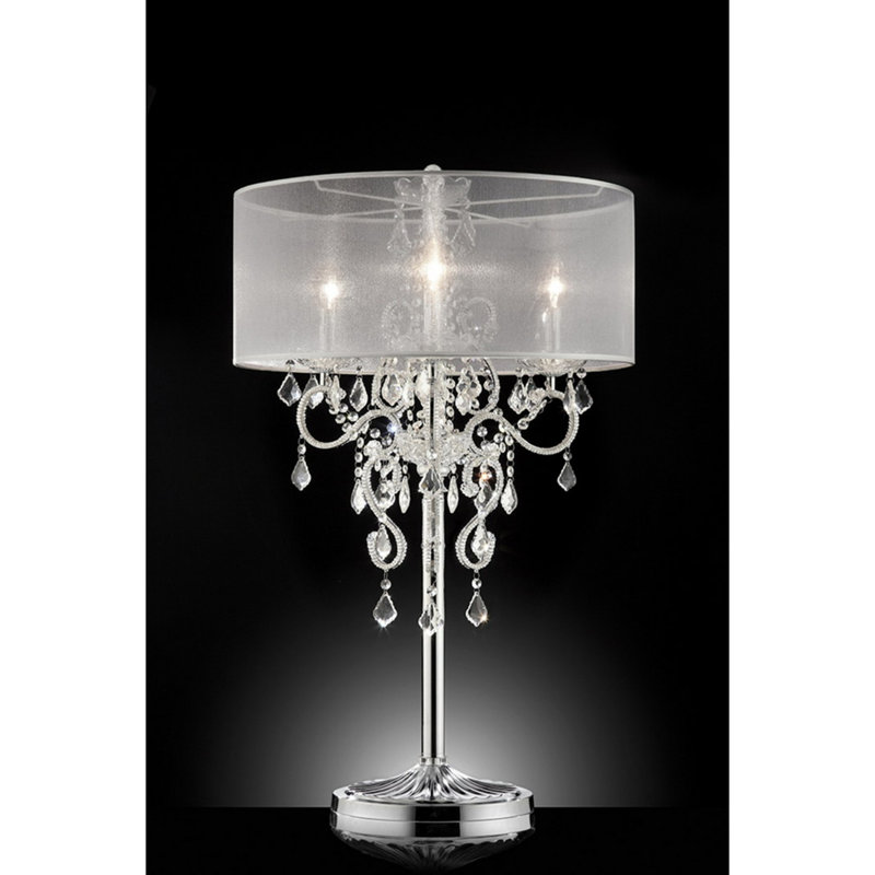 35" "Evangelia" Silver Crystal Accent Table Lamp with Clear Shade