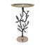 Table d'appoint en aluminium noir et doré de 35 x 35 x 61 cm (13,8 x 13,8 x 24 pouces) ornée d'un délicat motif de grenade, idéale comme table de chevet, présentoir ou support à plantes. Un meuble polyvalent et raffiné.