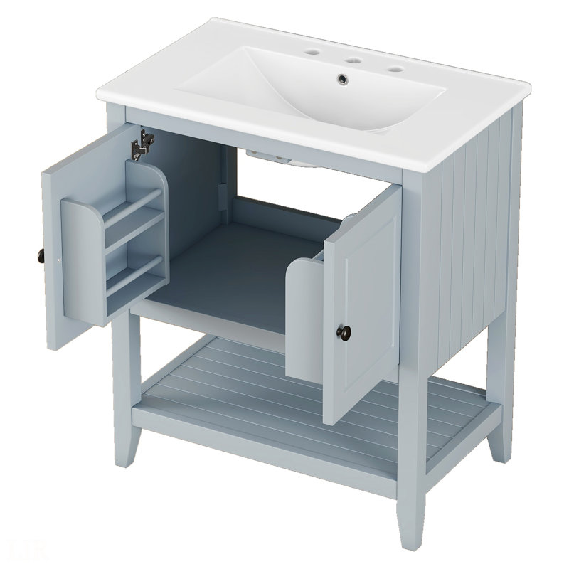 Lavabo de salle de bain 30 po, Gris