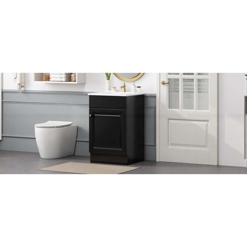 Meuble-lavabo de 20 po avec lavabo, Noir