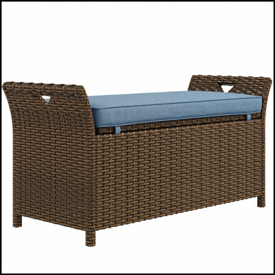 Banc de rangement en osier de 27 gallons avec coussin, siège d'extérieur durable et spacieux Outsunny