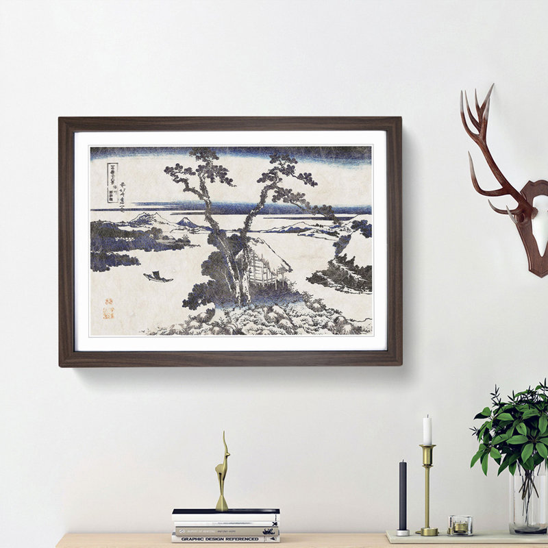 The Lake Suwa in Shinano Province by Katsushika Hokusai - Picture Frame Painting Print, Walnut Framed