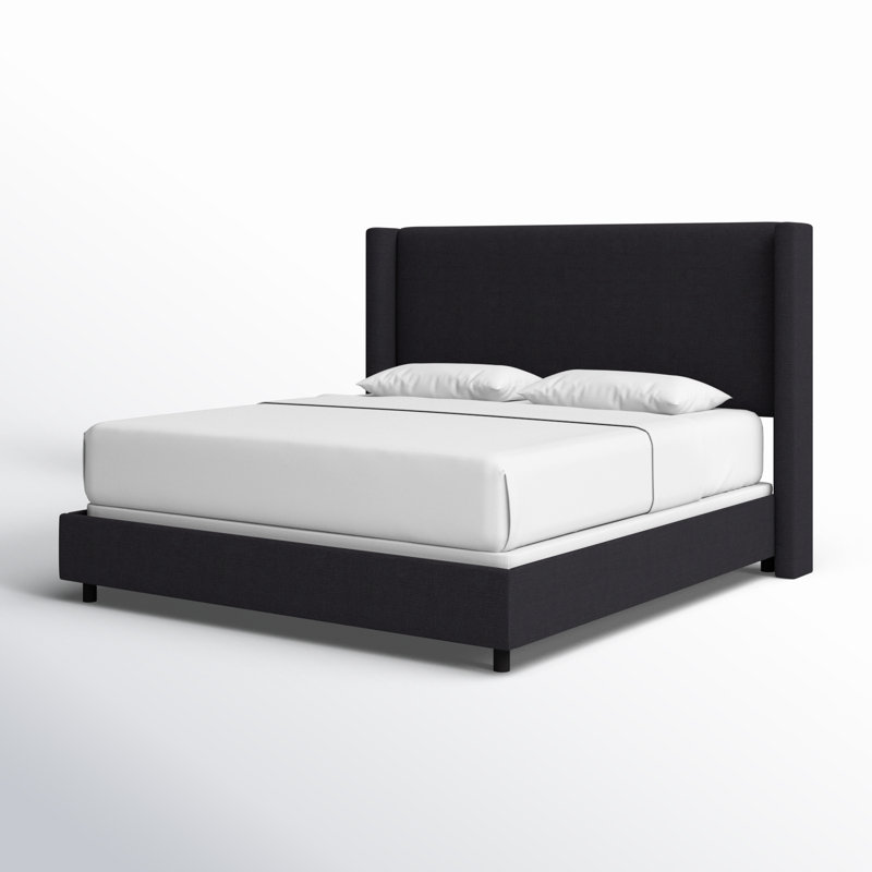Lit tapissier standard Hanson, Très grand, Lin classique noir
