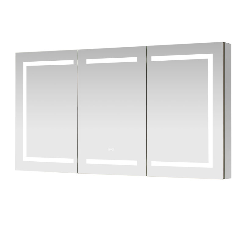 Santona Rectangular Medicine Cabinet with Aluminum Frameless LED Mirror, 32" H x 60" W x 4.7" D
