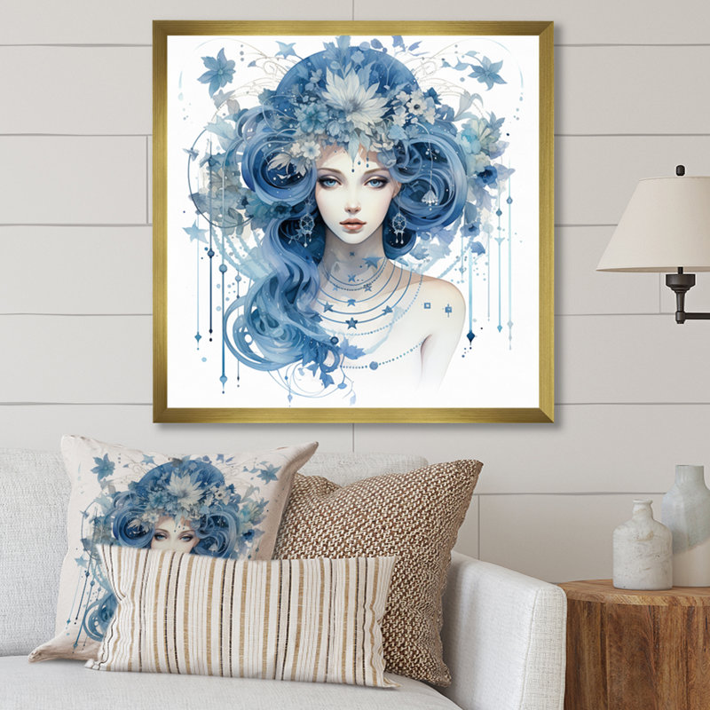 Signe du zodiaque vierge sur toile, H 24 po x l 24 po x P 1 po, Cadre doré à une seule photo
