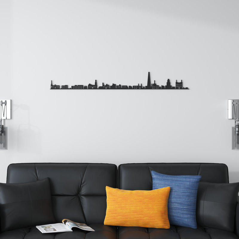 Élégant accessoire mural en métal noir décoratif, 47,2 po x 0,6 po x 7,5 po | Fabrication 100% métal, épaisseur: 0,06 po | Fixation murale facile avec support arrière | Parfait pour la décoration de la maison ou du bureau, design moderne