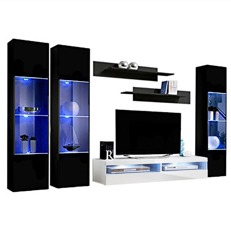 Meuble audio-vidéo flottant pour téléviseur de 70 po ou moins FLYCD3, Noir / Blanc