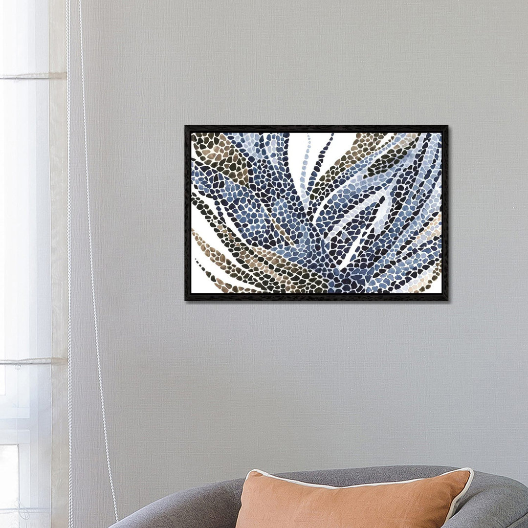 Blaue und braune Blume von Ana Ozz - Galerie-verpackte Leinwand Giclée auf Leinwand