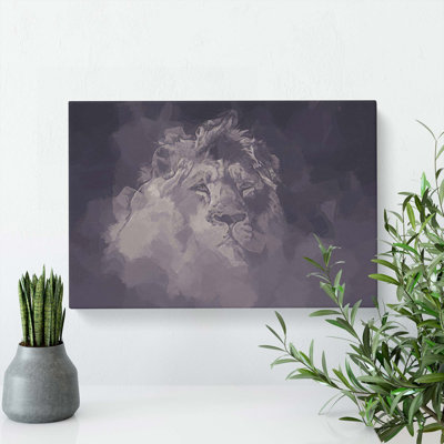Lion In The Mist In Abstract - Wrapped Canvas Painting