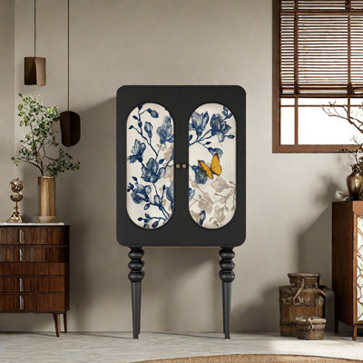 Italian Retro Style Accent Cabinet Solid Wood Accent Cabinet