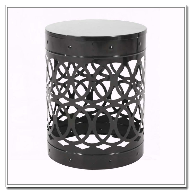Outdoor Metal End Table, Black, 2