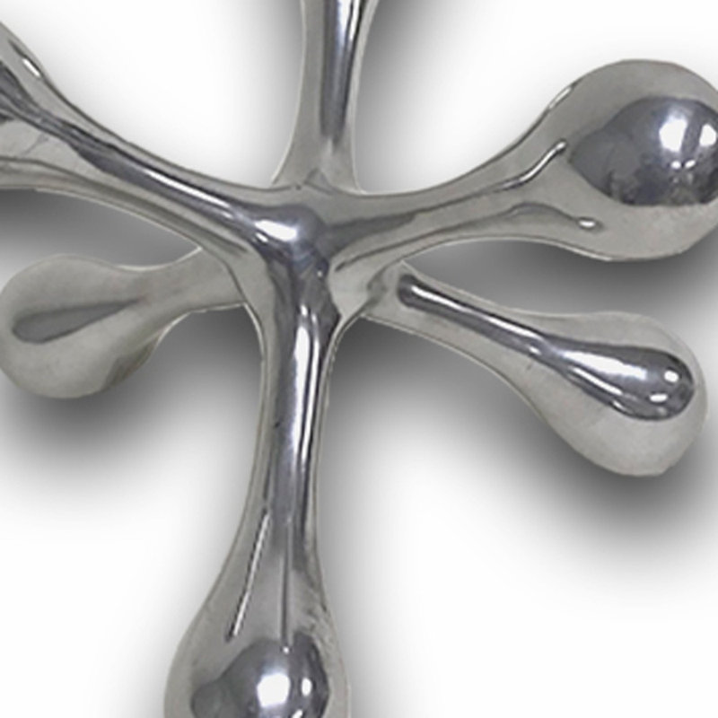 Cric décoratif en aluminium brossé argenté, H 6 po x l 5 po x P 5 po