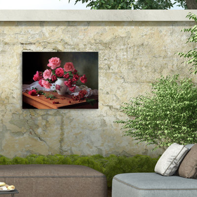 Nature morte avec roses et baies sur toile par Tatyana Skorokhod