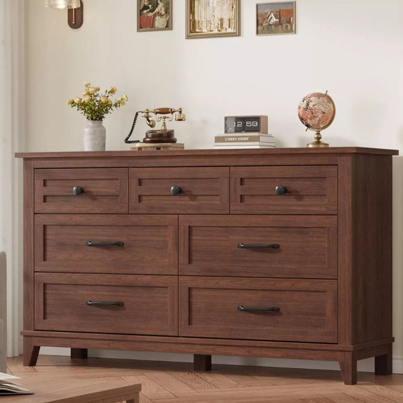 137 cm W Chest of 7 Drawers, Brown