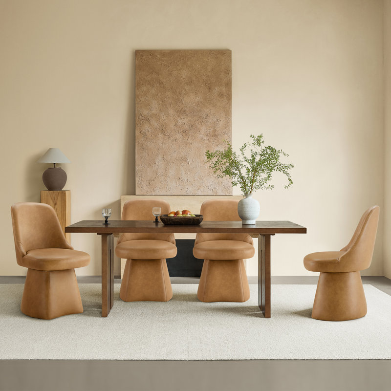 Chaise pivotante rembourrée en tissu, Chameau