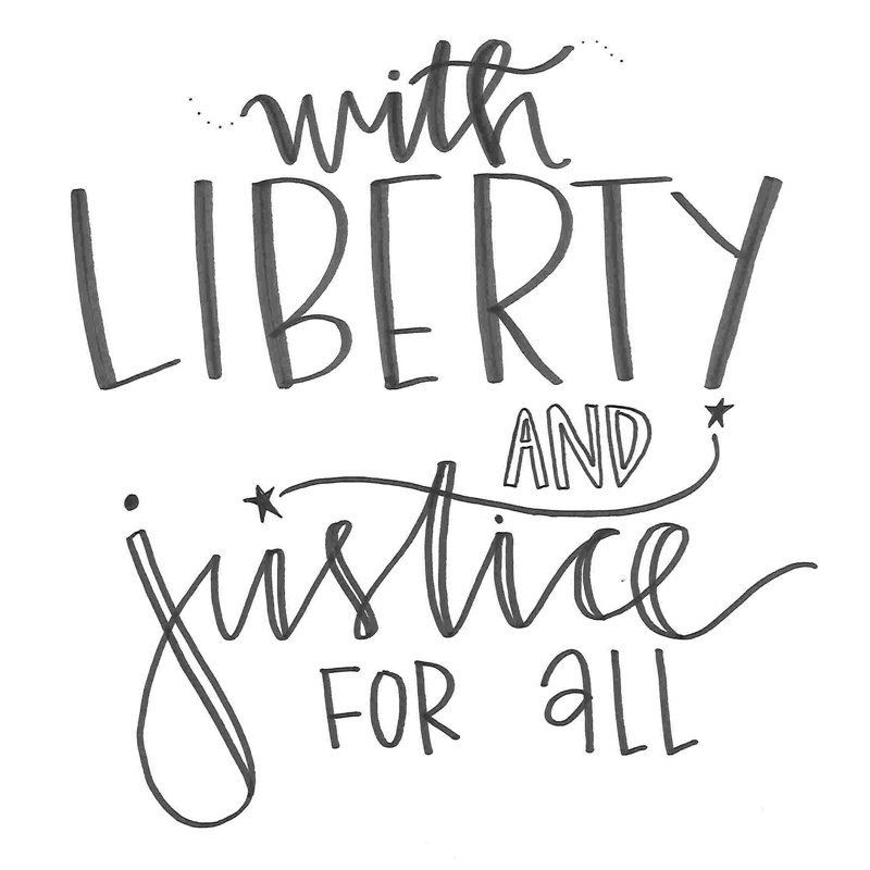 Avec la liberté et la justice pour tous 4, H 30 po x l 30 po