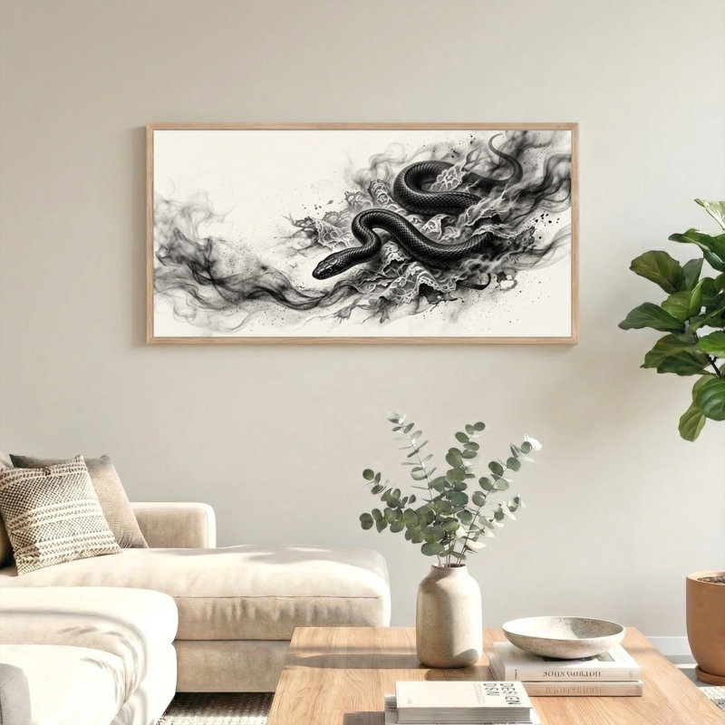 Ensemble de 1 tableau sur toile « Snake Smoke », L 40 po x H 20 po, Naturel