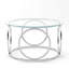 Table basse 31,5 "moderne avec plateau rond en verre avec structure circulaire en métal, table d'appoint contemporaine pour le salon, le bureau et le salon (verre ultra transparent + cadre chromé)
