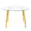 Table ronde en verre de style moderne, conception transparente élégante, base de support durable, ensemble de chaises de salle à manger gris anthracite