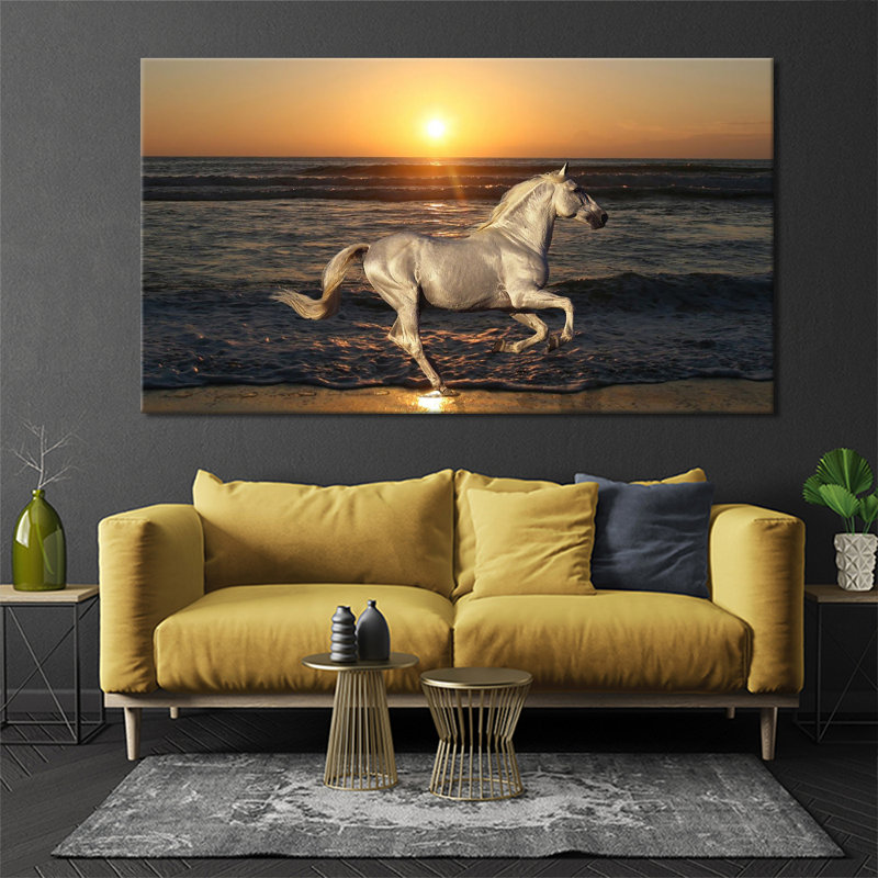 Sunset Horse - Wrapped Canvas Print, 76cm H x 127cm W x 3.2cm D