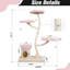 Tour pour chat d'intérieur en forme de fleur avec plateformes en fleurs, boules cylindriques et roses suspendues pour arbre actif à plusieurs niveaux en beige, avec structure stable, lit surélevé, noyau