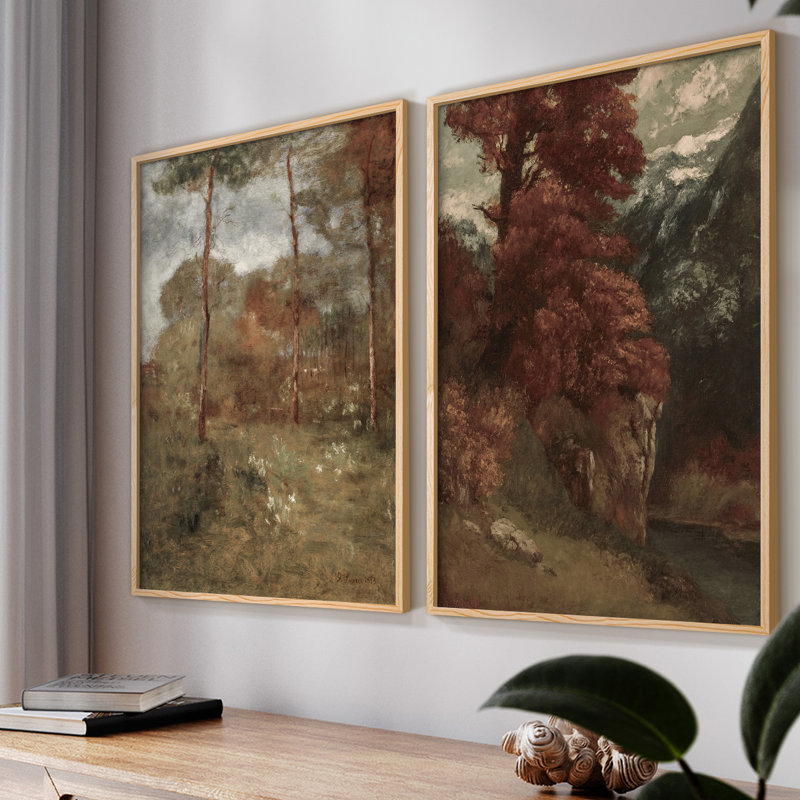 «Vintage Landscape XXV», 2 pièces sur papier, H 14 po x l 22 po, Naturel