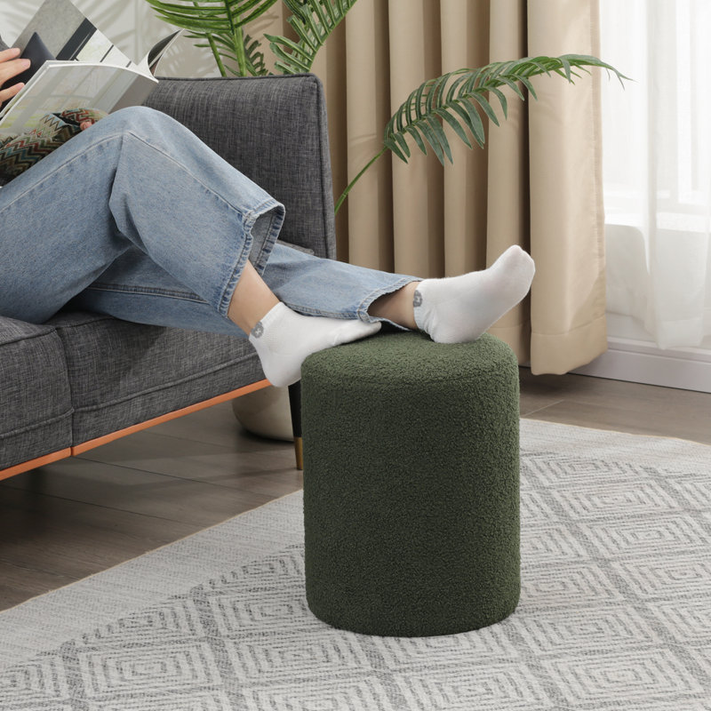 15”H Fabric Upholstered Footrest Ottoman, Green
