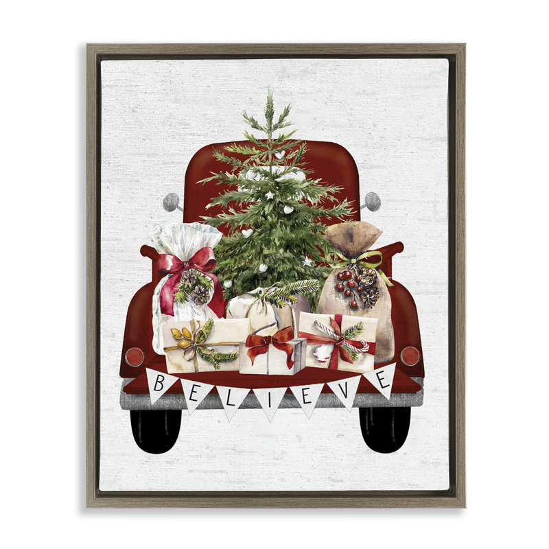 Camion de Noël Believe, H 21 po x l 17 po, Cadre flottant orme Montalcino