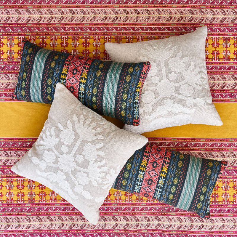 Vinka Embroidery Pillow, Red/Black
