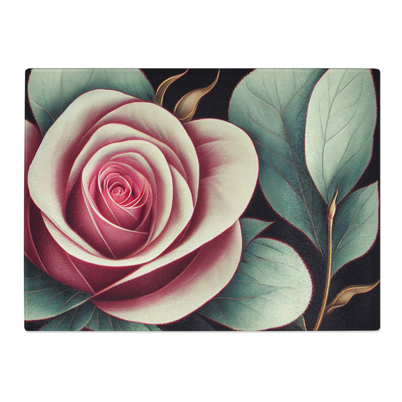 Splendid Rose Flower  Glass Chopping Board