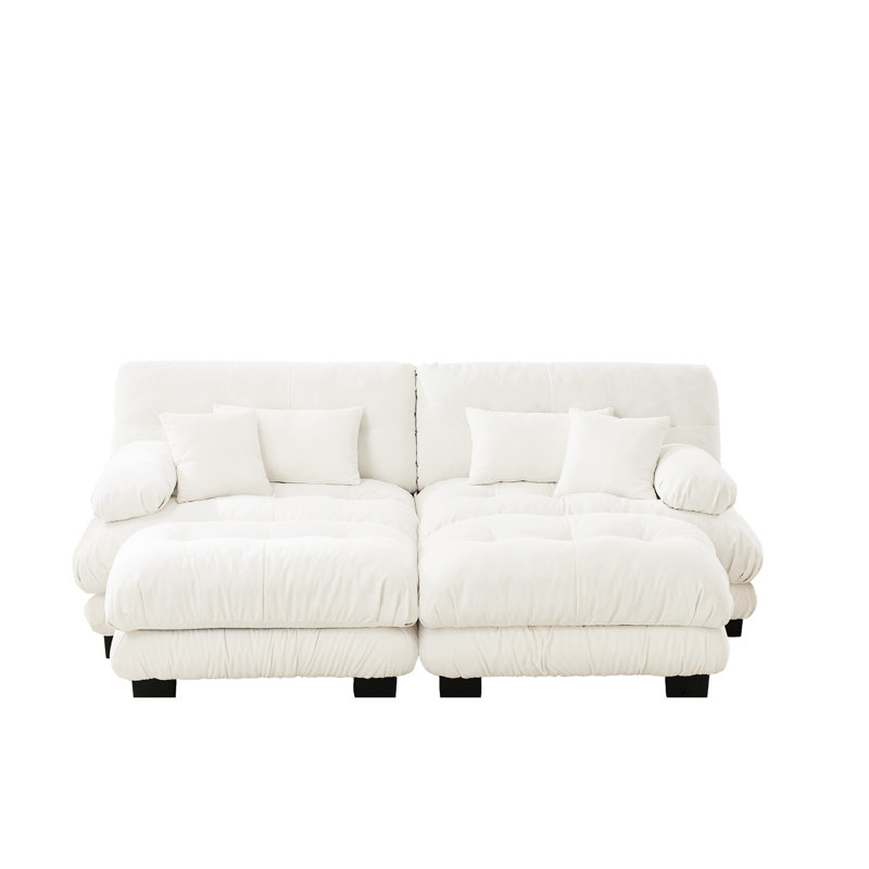 Chenille pour le salon, canapé-lit 2 places avec repose-pieds avec repose-pieds, coussins lombaires et coussins décoratifs, accoudoirs larges rembourrés, canapé-lit confortable, accoudoirs souples, tissu