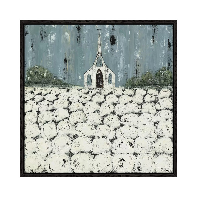 Church Cotton Fields by Ashley Bradley - Gallery-Wrapped Canvas Giclée on Canvas, 66.04 cm H x 66.04 cm W, Black Framed