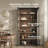 Set of 2 67" Storage Cabinet, 6 Shelf Glass Bookshelf, Ebony-1850645141